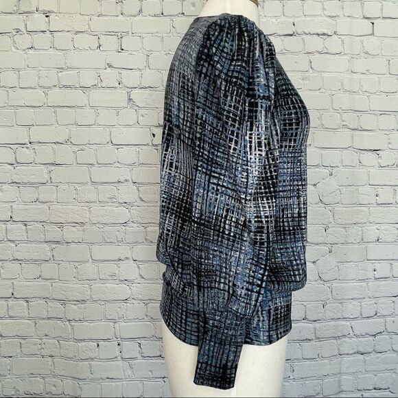 Fuzzy Tweed Ruched Long Sleeve Top - Picture 4 of 8